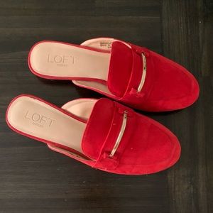 LOFT red slip-on mules